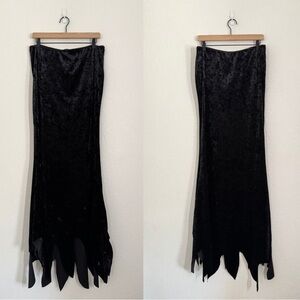 Dolls Kill x Elvira Mistress of The Dark Crushed Velvet Black Maxi Skirt XXL NEW